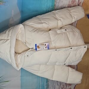 32 Degrees Heat White Quilted Hooded Jacket With Plush Inside (Butter Soft)